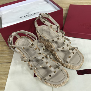 valentino rocksyud calfskin wedge sandals with straps shoes