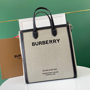 burberry horseferry print canvas and leather tote bag