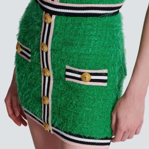 balmain monogram knit skirt