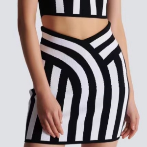 balmain short striped knit skirt