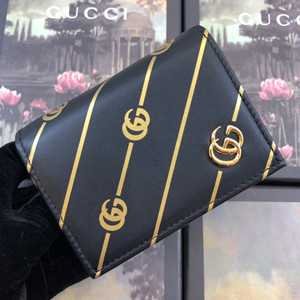 gucci leather card case wallet with double g stripe #548071