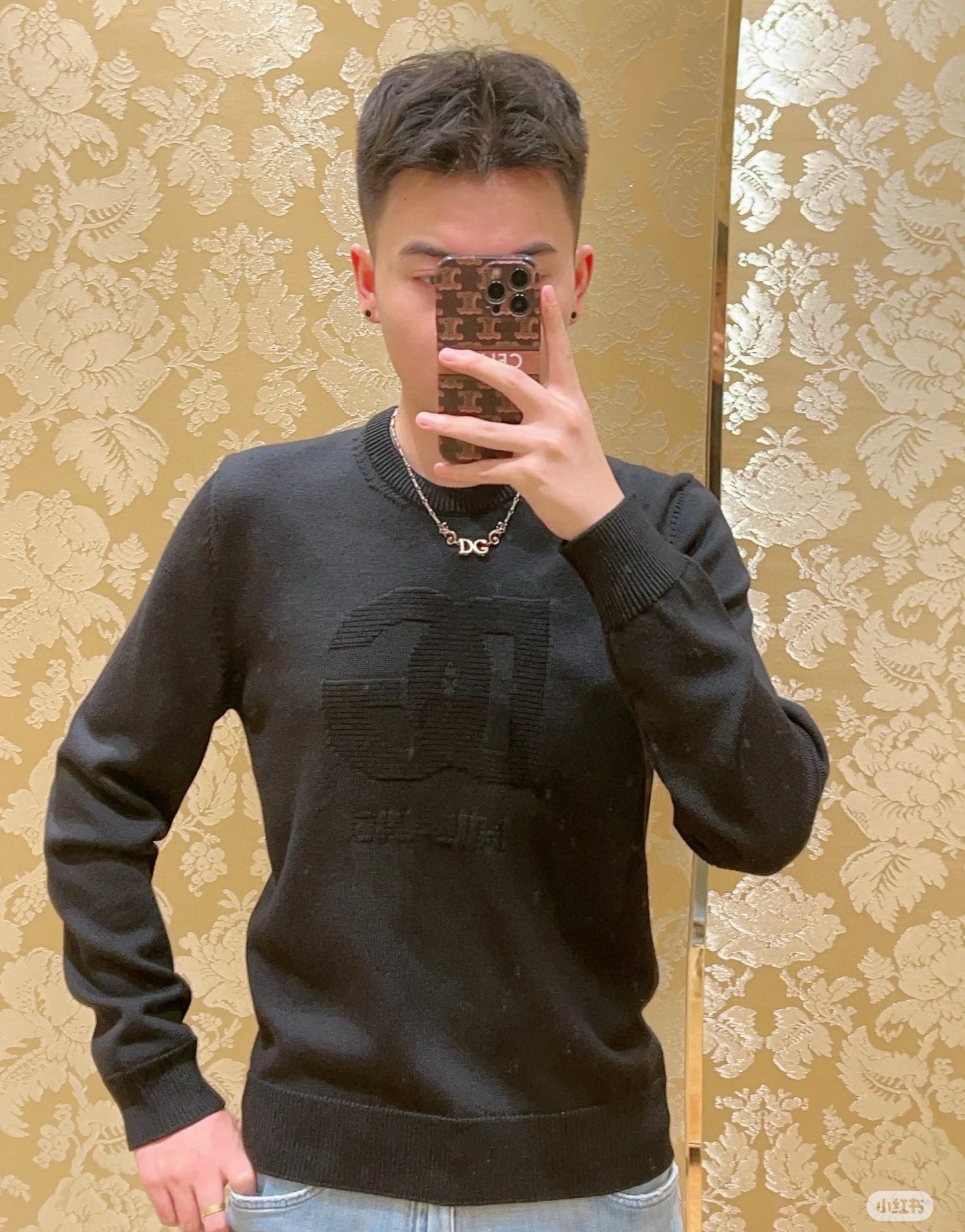 dolce & gabbana wool round-neck sweater with dg logo