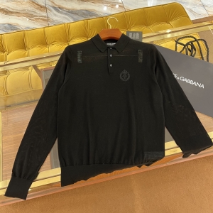 dolce & gabbana cashmere polo-style sweater with DG logo embroidery