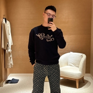 lv louis vuitton embroidered cotton crewneck