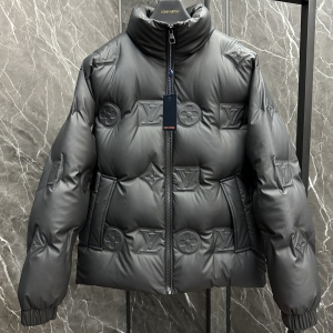 lv louis vuitton monogram leather down jacket