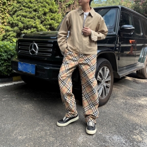 burberry check twill trousers