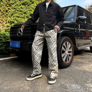 burberry check twill trousers