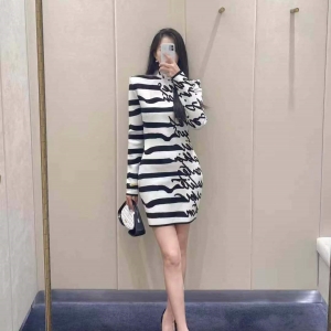 balmain striped "love letter" jacquard knit dress