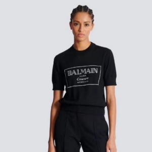 balmain couture two-tone knit top