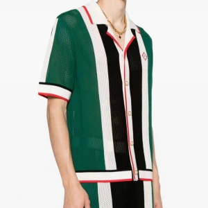 casablanca striped mesh shirt