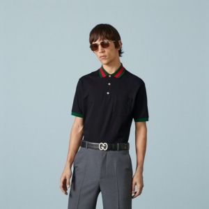 9A+ quality gucci cotton piquet polo with web collar