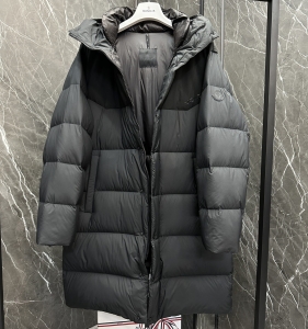 moncler men's matt black long down jacket